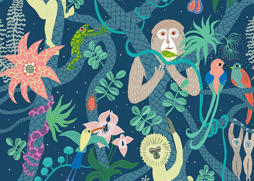 Blue poster jungle monkey