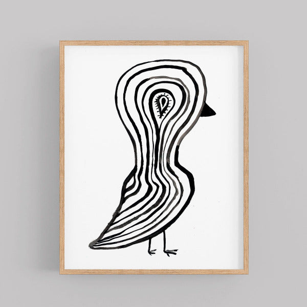 Framed poster bird abstract black and white